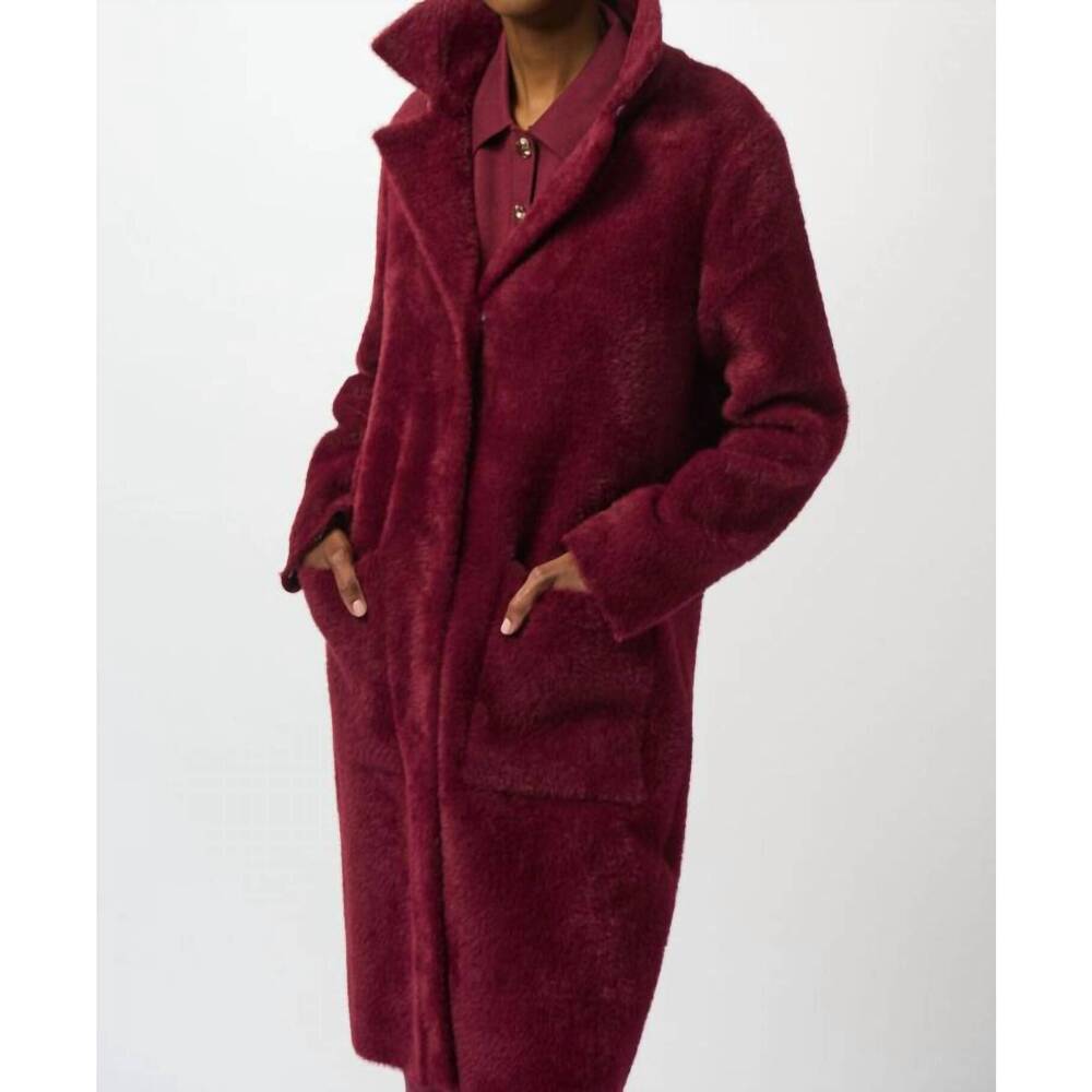 NEW JOSEPH RIBKOFF women's sweater relaxed coat in merlot - Picture 4 of 4